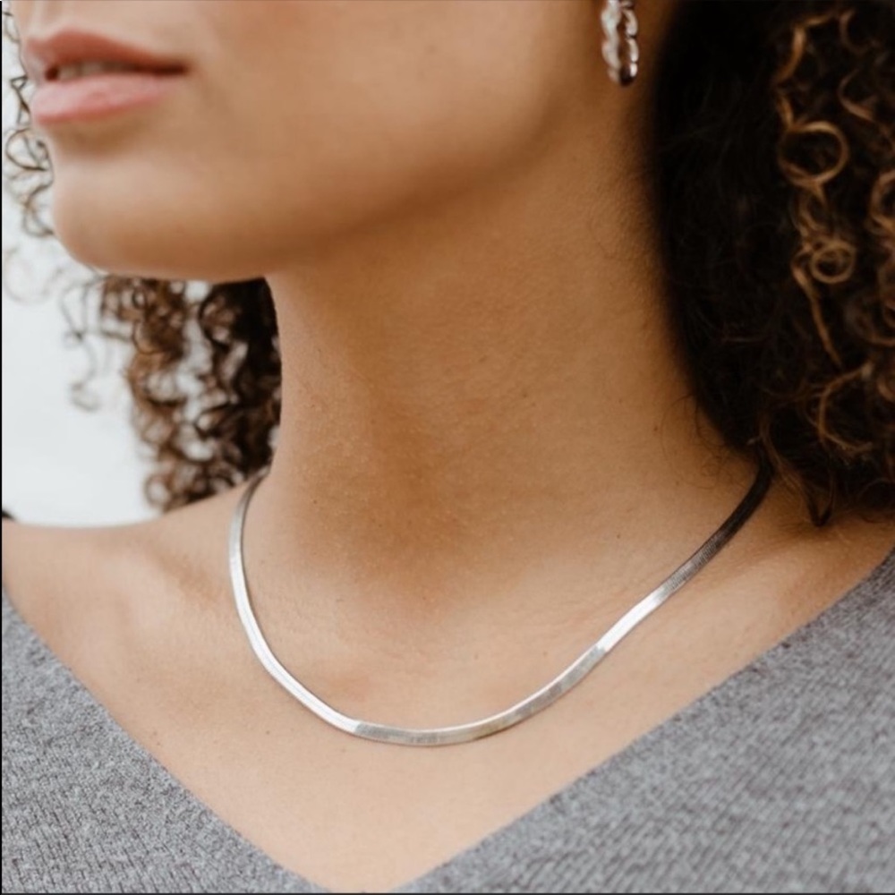 NEW HERRINGBONE 925 STERLING SILVER NECKLACE - Picture 2 of 5
